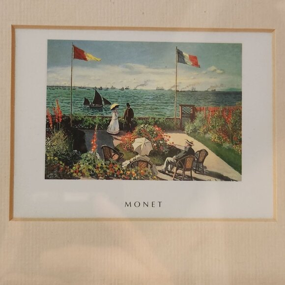 Vtg Claude Monet The Boat at Giverny Terrace at St Adresse Art Print Framed SET - Picture 6 of 9